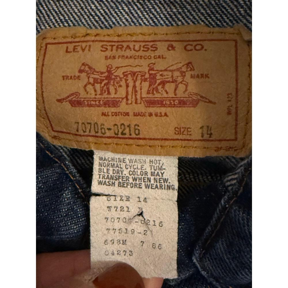 Vintage 86 Levi’s Dark Trucker Denim Jacket 70706-0216 Youth 14/Women’s Sz S​ - Picture 7 of 8